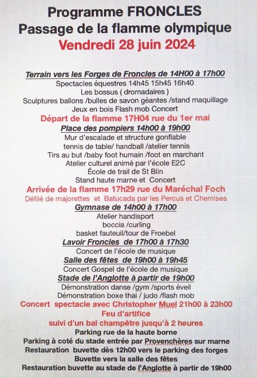 Programme 28 juin 2024 - Froncles